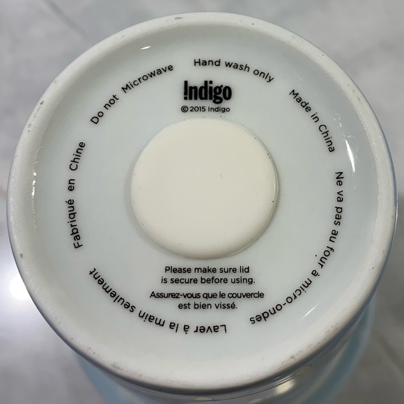 Indigo blue + gold diamond ceramic travel tumbler with silicone lid 14 oz NWOT - Picture 4 of 5